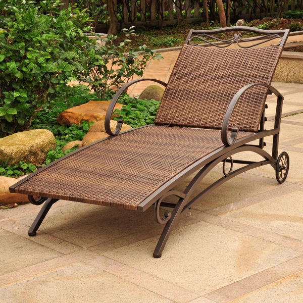 Picture of Valencia Resin Wicker/Steel Multi Position Single Chaise Lounge - Antique Brown