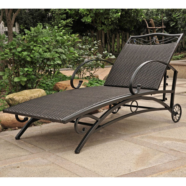 Picture of Valencia Resin Wicker/Steel Multi Position Single Chaise Lounge - Black Antique