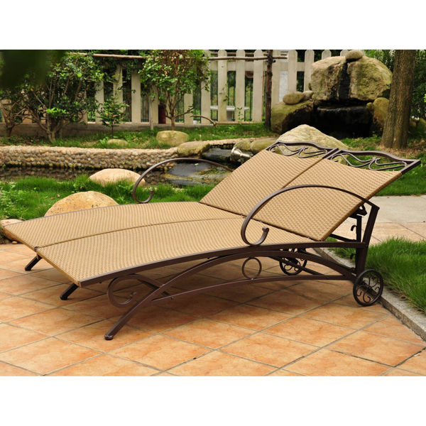 Picture of Valencia Resin Wicker/Steel Multi Position Double Chaise Lounge - Honey