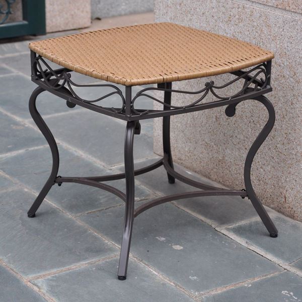 Picture of Valencia Resin Wicker/Steel Square Round Side Table - Honey