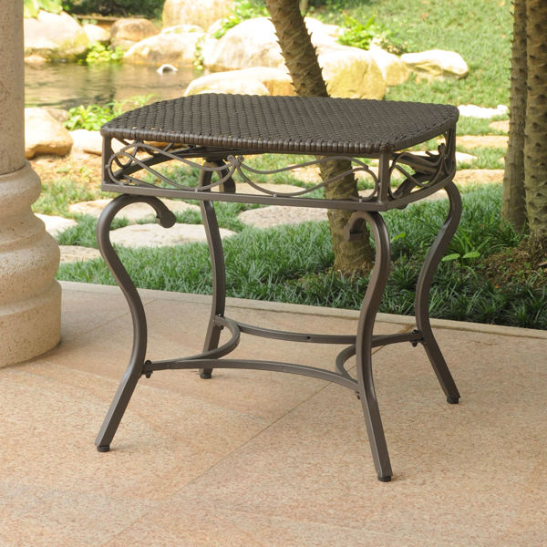 Picture of Valencia Resin Wicker/Steel Square Round Side Table - Chocolate