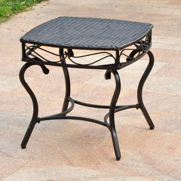 Picture of Valencia Resin Wicker/Steel Square Round Side Table - Black Antique