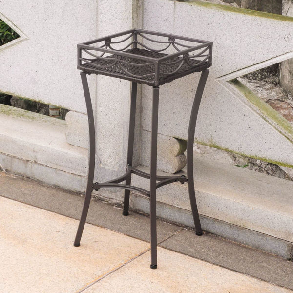 Picture of Valencia Resin Wicker/Steel Square Plant Stand - Chocolate