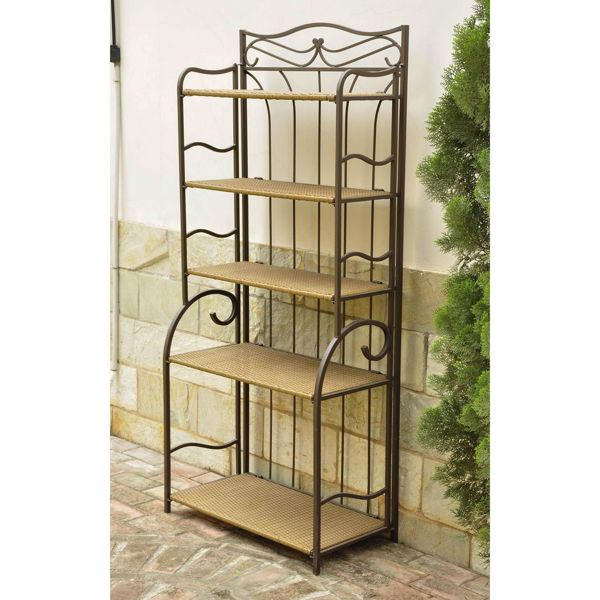 Picture of Valencia Resin Wicker/Steel 5-Tier Folding Shelf - Honey