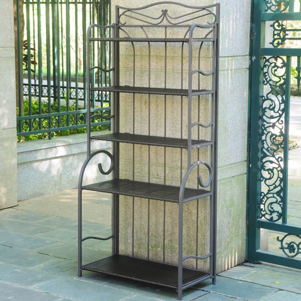 Picture of Valencia Resin Wicker/Steel 5-Tier Folding Shelf - Chocolate