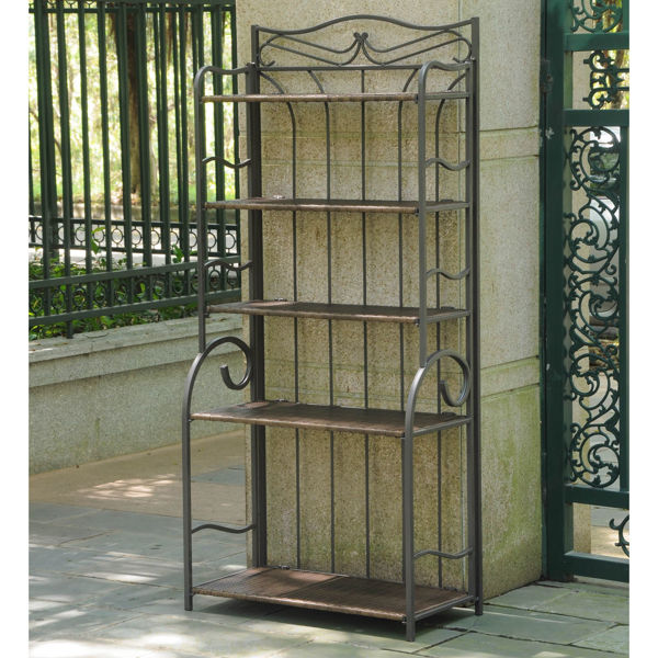 Picture of Valencia Resin Wicker/Steel 5-Tier Folding Shelf - Antique Brown