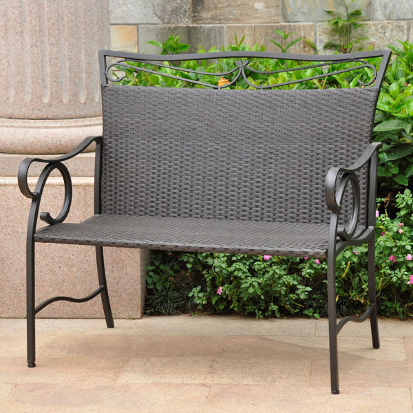 Picture of Valencia Resin Wicker/Steel Settee - Black Antique
