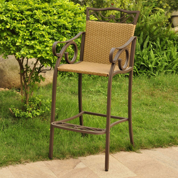Picture of Set of 2 Valencia Resin Wicker/Steel Bar Bistro Chairs - Honey