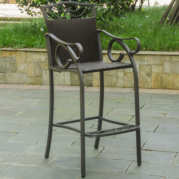 Picture of Set of 2 Valencia Resin Wicker/Steel Bar Bistro Chairs - Chocolate