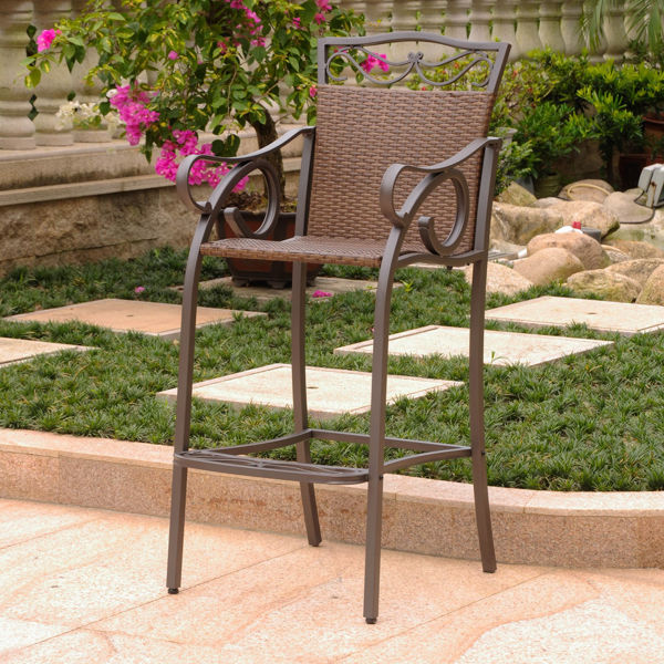 Picture of Set of 2 Valencia Resin Wicker/Steel Bar Bistro Chairs - Antique Brown