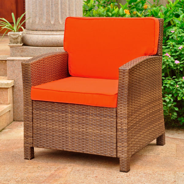 Picture of Lisbon Resin Wicker Contemporary Deep Seat Chair with Cushion - Antique Brown
