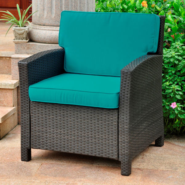 Picture of Lisbon Resin Wicker Contemporary Deep Seat Chair with Cushion - Black Antique