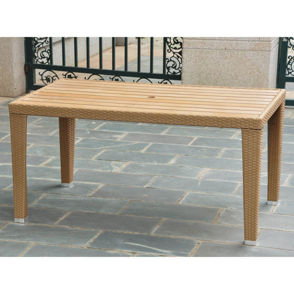 Picture of Barcelona Resin Wicker/Aluminum Rectangular Dining Table - Honey