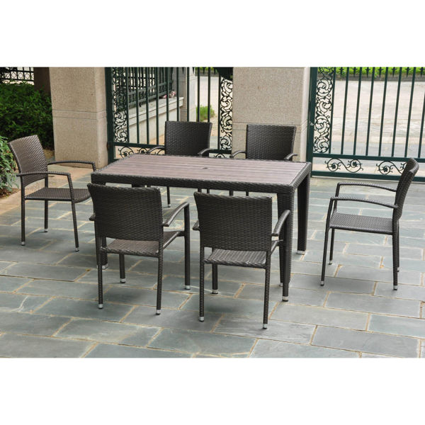 Picture of Set of 7 Barcelona Resin Wicker/Aluminum Dining Group - Black