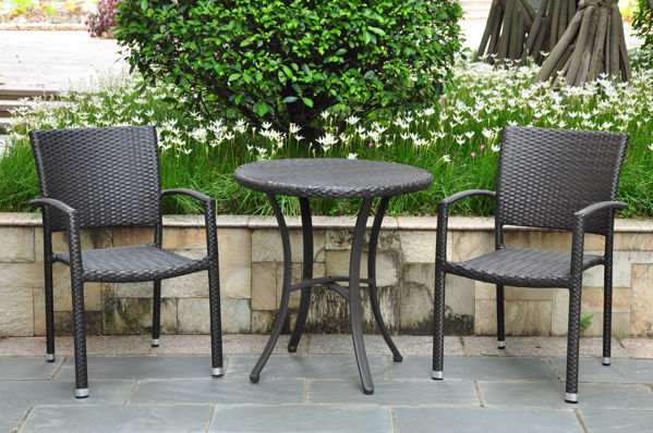 Picture of Set of Three Barcelona Resin Wicker Bistro Group - Black