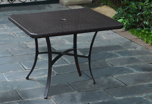 Picture of Barcelona Resin Wicker/Aluminum 39" Square Dining Table - Chocolate