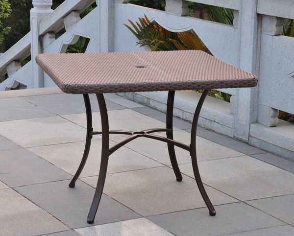 Picture of Barcelona Resin Wicker/Aluminum 39" Square Dining Table - Light Brown