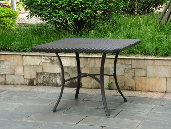 Picture of Barcelona Resin Wicker/Aluminum 39" Square Dining Table - Black