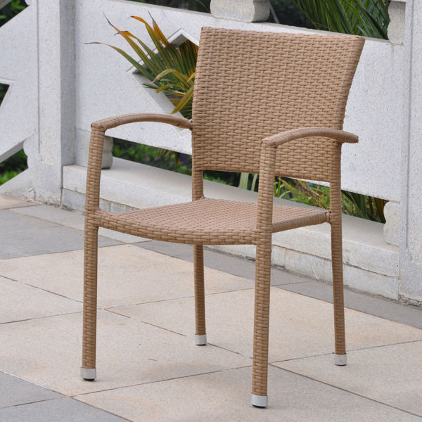 Picture of Barcelona Resin Wicker Square Back Dining Chair - Honey