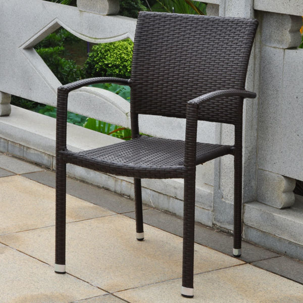 Picture of Barcelona Resin Wicker Square Back Dining Chair - Chocolate