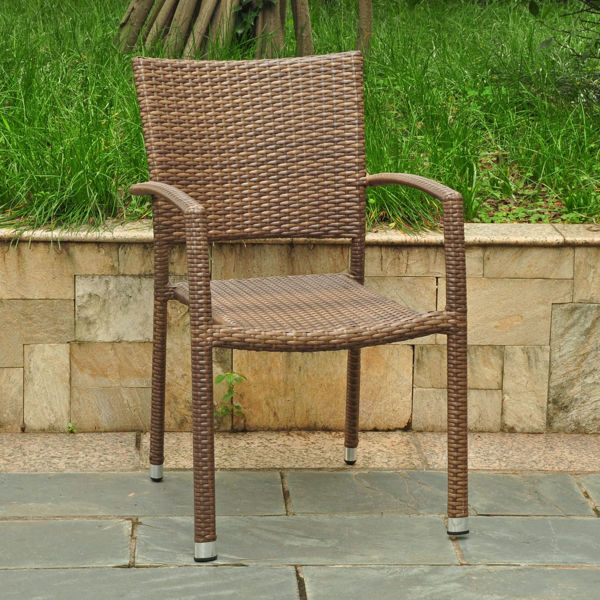 Picture of Barcelona Resin Wicker Square Back Dining Chair - Light Brown