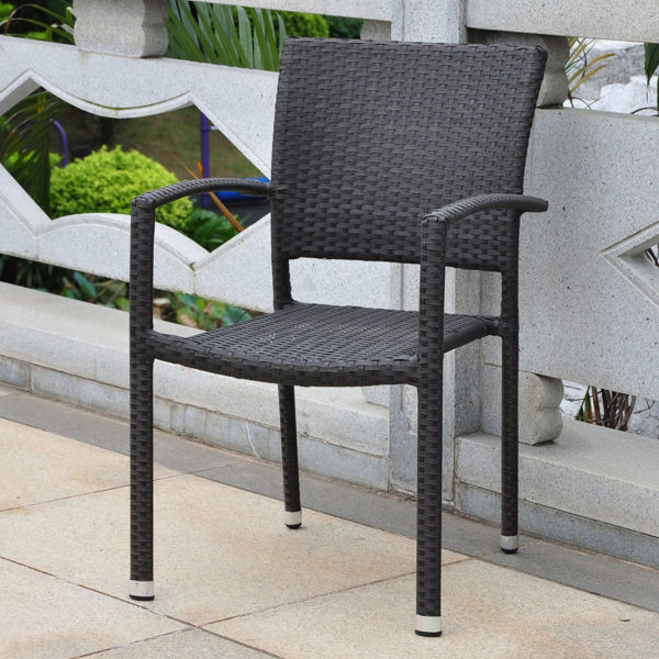 Picture of Barcelona Resin Wicker Square Back Dining Chair - Black
