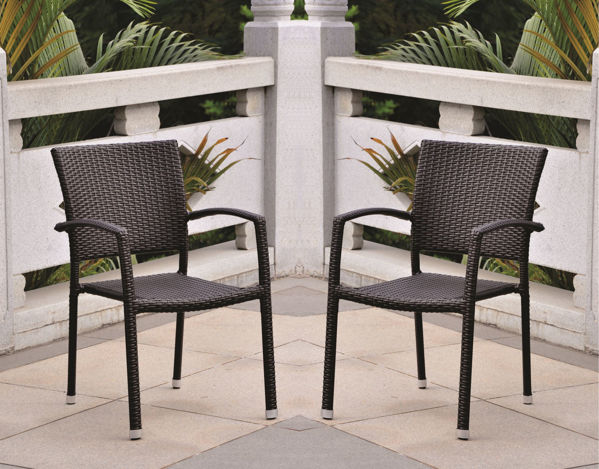 Picture of Barcelona Set of Two Resin Wicker Square Back Dining Chair - Black
