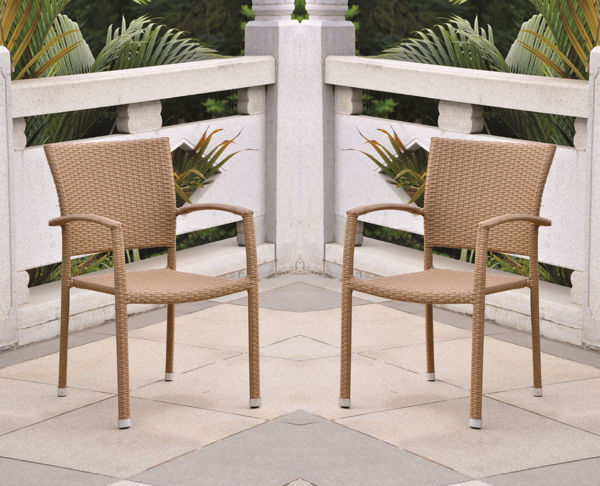 Picture of Set of Four Barcelona Resin Wicker Square Back Dining Chair - Honey