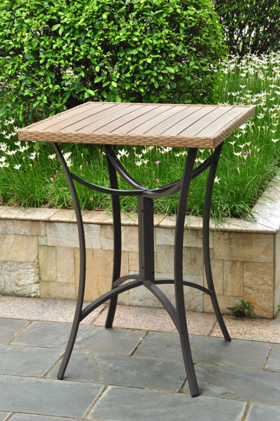 Picture of Barcelona 32 inch Square Resin Wicker/Aluminum Bar Table - Honey