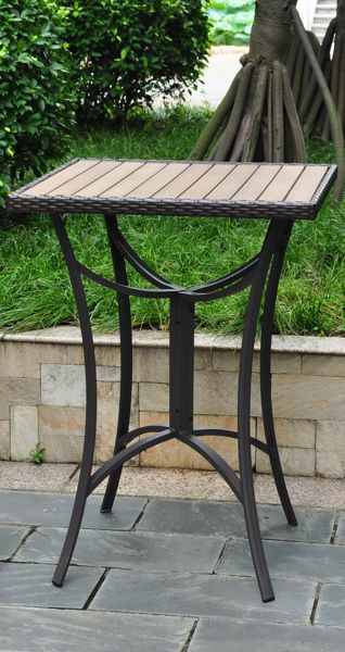 Picture of Barcelona 32 inch Square Resin Wicker/Aluminum Bar Table - Chocolate