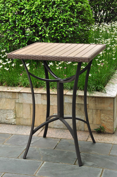Picture of Barcelona 32 inch Square Resin Wicker/Aluminum Bar Table - Antique Brown