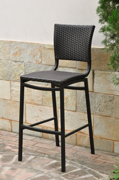 Picture of Barcelona Set of Two Resin Wicker/Aluminum Bar Stools - Chocolate
