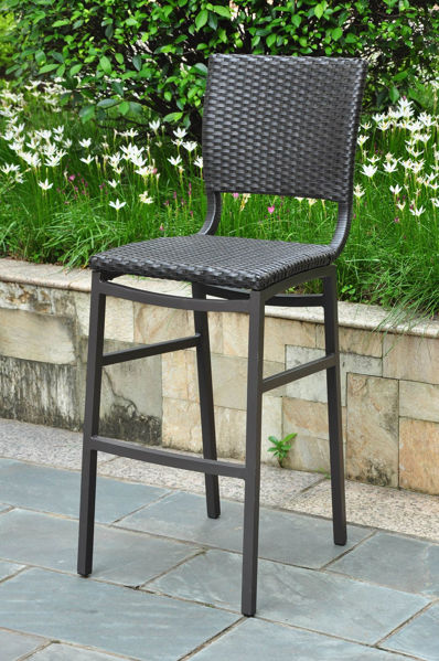 Picture of Barcelona Set of Two Resin Wicker/Aluminum Bar Stools - Black Antique