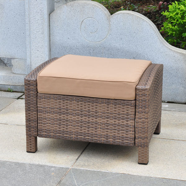 Picture of Barcelona Aluminum/Resin Ottoman - Antique Brown