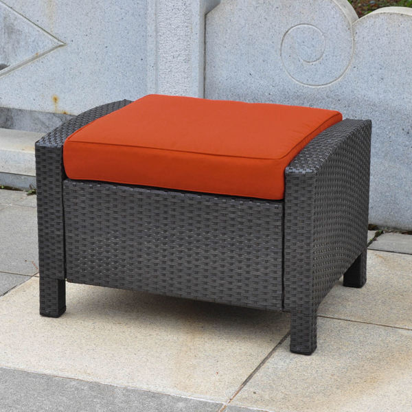 Picture of Barcelona Aluminum/Resin Ottoman - Black Antique