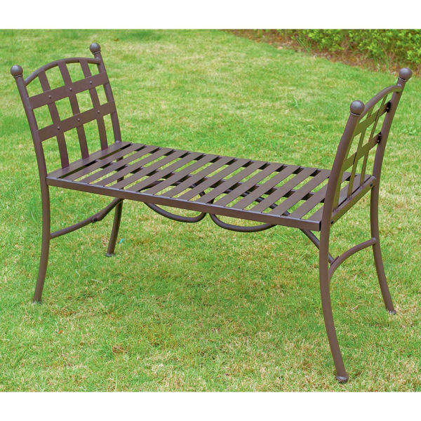Picture of Santa Fe Iron Nailhead Bench - Rustic Brown