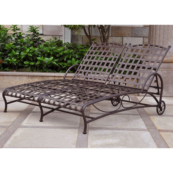 Picture of Santa Fe Nailhead Double Multi Position Chaise Lounge - Rustic Brown