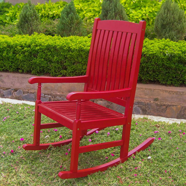 Picture of Outdoor Wood Porch Rocker - Red