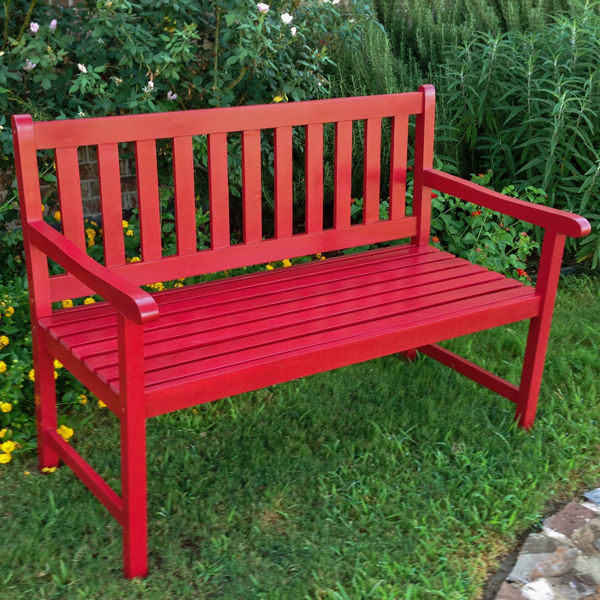 Picture of Outdoor 4 Foot Wood Bench - Red