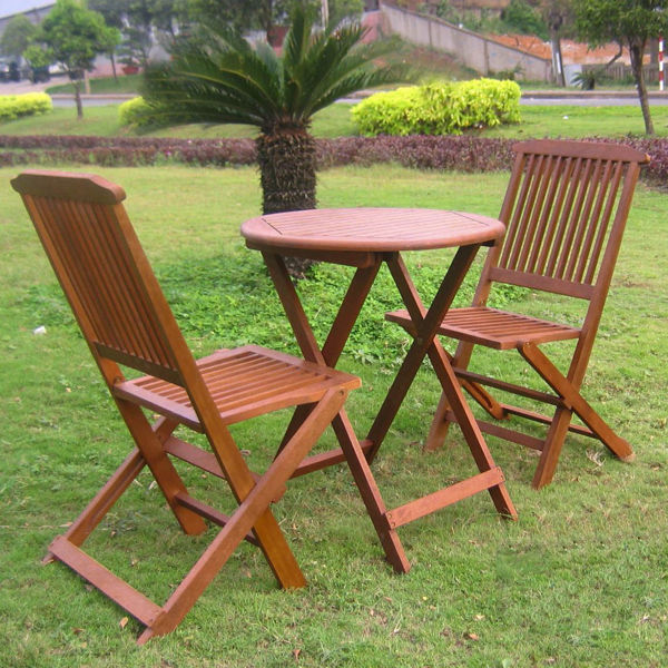 Picture of Set of 3 Folding Bistro Set - Brown  