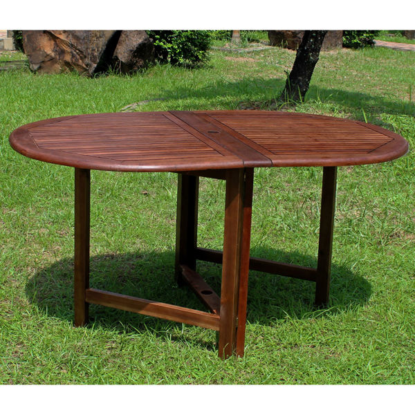 Picture of Highland Acacia Miami Oval Gate Leg Folding Dining Table - Brown