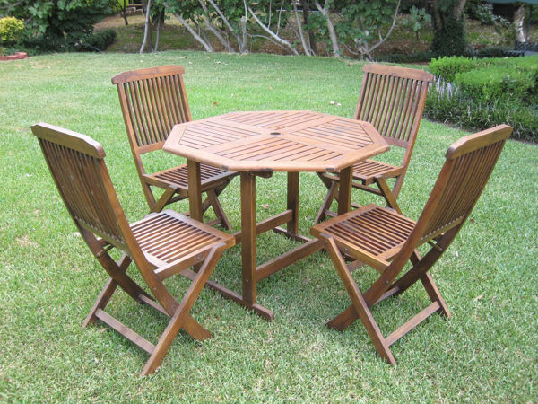 Picture of Acacia Stow Away Dining Set - Brown
