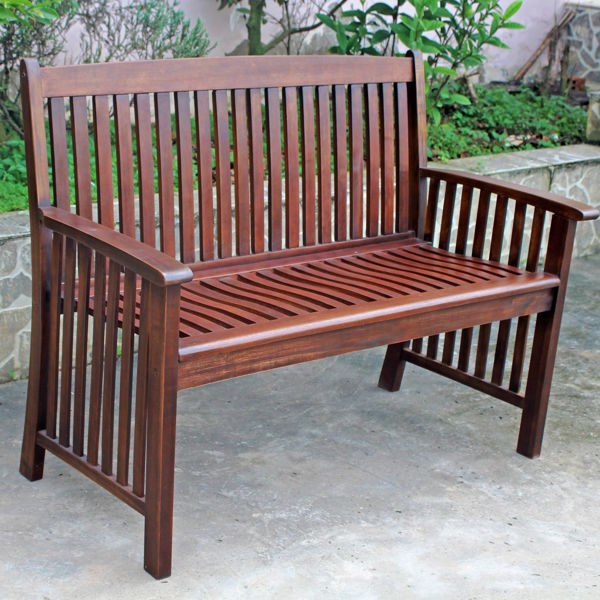 Picture of Highland Acacia Denver Two Seater Park Bench - Brown