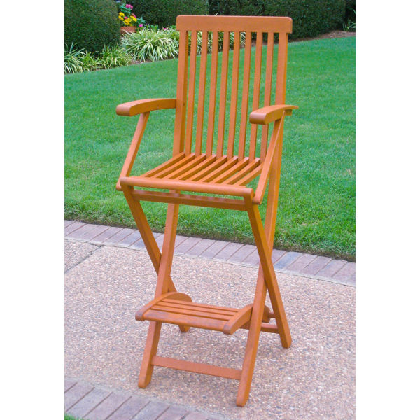 Picture of Set of Two Royal Tahiti Outdoor Folding Bar Chair - Brown Stain 