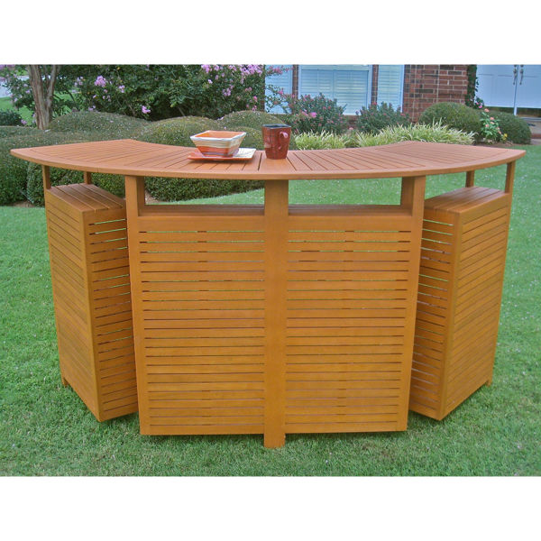 Picture of Royal Tahiti Outdoor Wood Fold Out Bar - Brown Stain