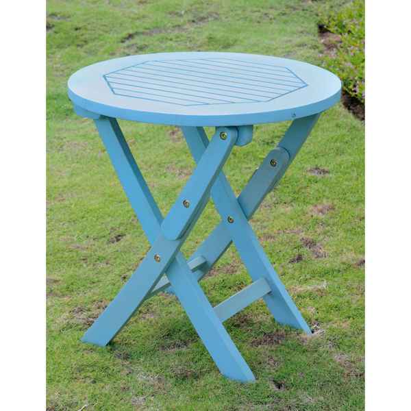 Picture of Acacia Round Folding Table - Sky Blue
