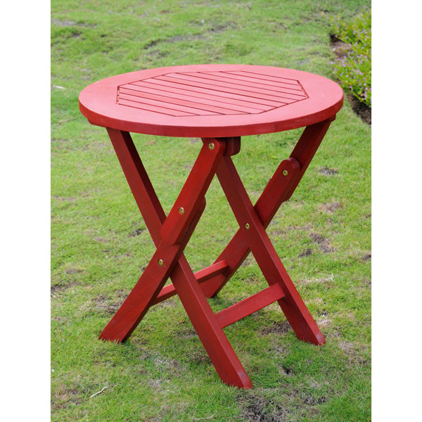 Picture of Acacia Round Folding Table - Barn Red