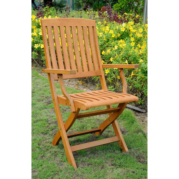 Picture of Royal Tahiti Set of 2 Outdoor Folding Arm Chairs - Brown Stain