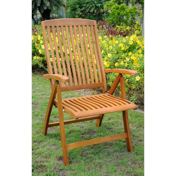 Picture of Royal Tahiti Outdoor Set of Two 5-Position Folding Arm Chair - Brown Stain