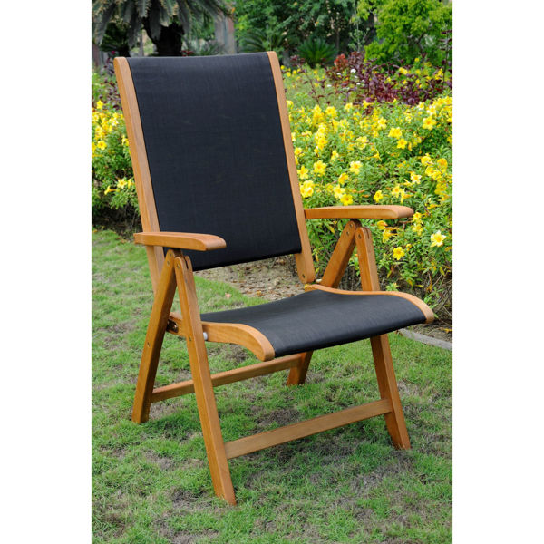 Picture of Set of Two Royal Tahiti Outdoor Wood 5-Position Folding Chair - Brown Stain
